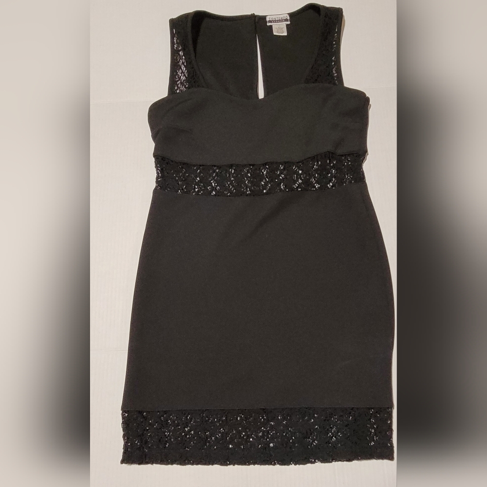 Little Black Dress with Lace Accents - Large